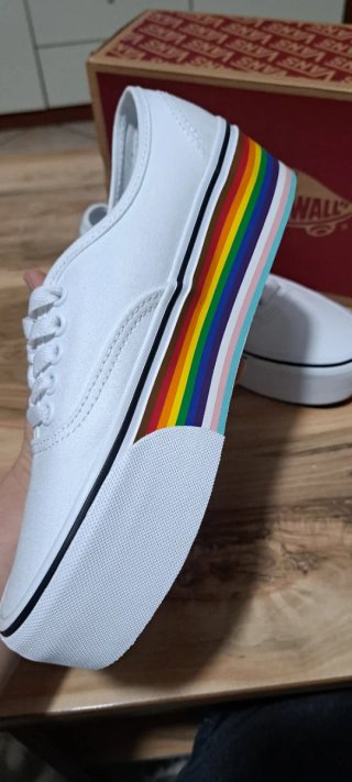 Vans Platform Scarpe Arcobaleno Bianche