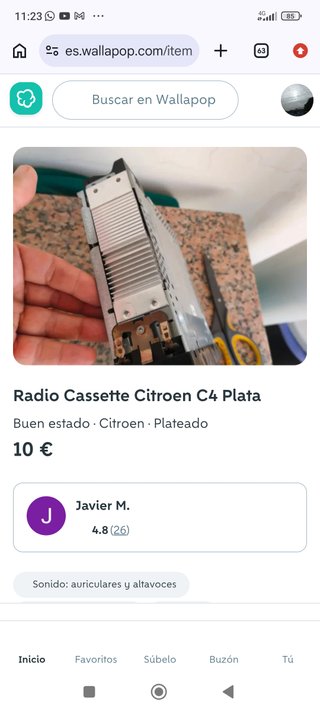 Radio Cassette Citroen C4 Plata
