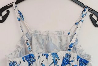 Conjunto boho:Top crop + Falda larga flores azules