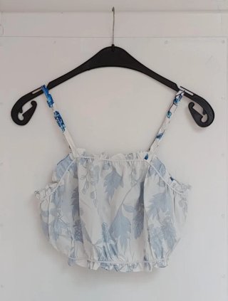 Conjunto boho:Top crop + Falda larga flores azules