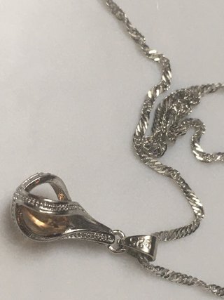 Collar Plata 925 con Piedra color rosa de palo