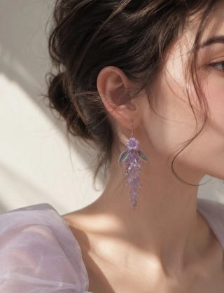 Pendientes largos con flores
