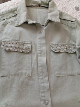 Chaqueta vaquera fina mujer verde