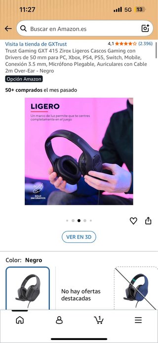 Trust GXT 415 Zirox Cascos Gaming Negro
