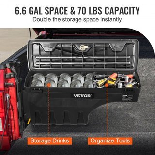 Caja de Almacenamiento para Cama de Camión, Tapa Cerrable, Caja de Herramientas de ABS Impermeable para Rueda de 6.6 Gal/20 L, Compatible con Chevrolet Silverado 1500 GMC Sierra 1500 2019-2020, La...