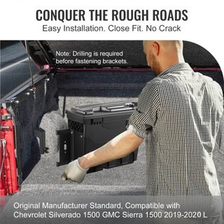 Caja de Almacenamiento para Cama de Camión, Tapa Cerrable, Caja de Herramientas de ABS Impermeable para Rueda de 6.6 Gal/20 L, Compatible con Chevrolet Silverado 1500 GMC Sierra 1500 2019-2020, La...