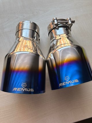 Colas Escape REMUS Titanio Azul Originales-pareja