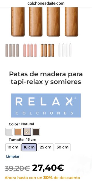 Patas de madera para cama (4 unidades)