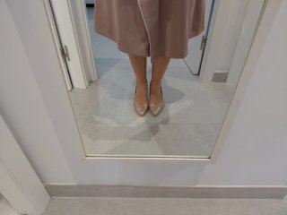 Zapato tacón rosa y dorado slingback