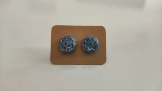 Pendientes FIMO Flor Gris y Blanco