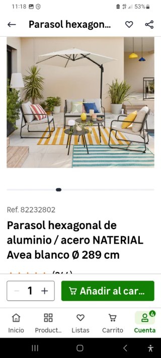 Parasol excéntrico protección UV
