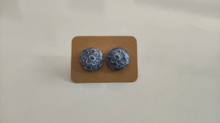 Pendientes FIMO flor azul y blanco