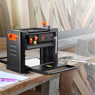 Planificadora de Espesor, Doble Velocidad, Mesa de Trabajo de 33 cm de Ancho, Planificadora de Banco de Tres Cuchillas, Motor Potente de 15 Amperios 2000W, Mesa de Alimentación Extendida de 30.5 c...
