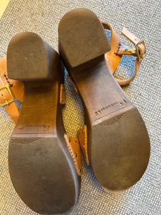 Sandalias ZENDRA Piel Madera Turquesa
