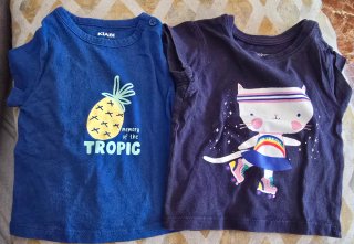 Conjunto 2 Camisetas Bebé Kiabi Piña y Gato