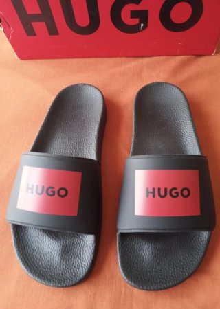 Chanclas Hugo Boss Hombre Negras y Rojas