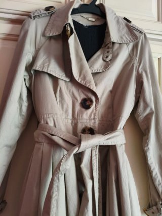 Vestido gabardina beige