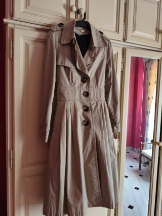 Vestido gabardina beige
