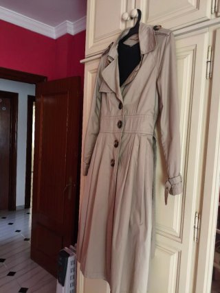 Vestido gabardina beige
