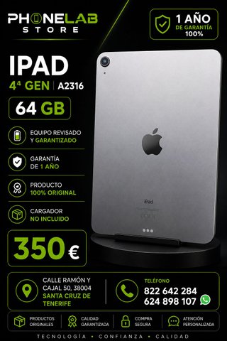 iPad 4ª Gen A2316 64GB Plata