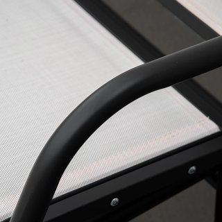 Panca a dondolo da giardino per 3 persone in metallo e tessuto traspirante, 147X70X85Cm, beige