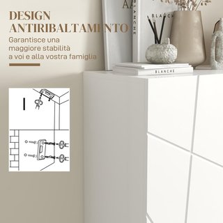 Zapatero Ahorrador de Espacio para 15-20 Pares de Zapatos, Mueble Zapatero de 2 Puertas con Estantes Regulables y Cierre Amortiguado, Blanco Brillante