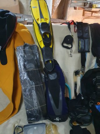 Equipo de buceo y fotografía