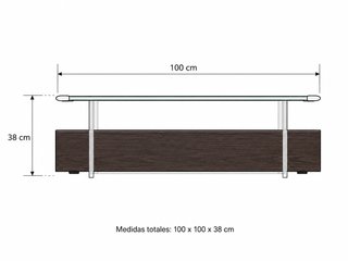Mesa centro cristal y madera diseño