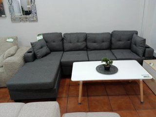 Sofá Chaise Longue Reversible con Portavasos