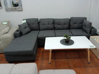 Sofá Chaise Longue Reversible con Portavasos