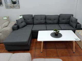 Sofá Chaise Longue Reversible con Portavasos