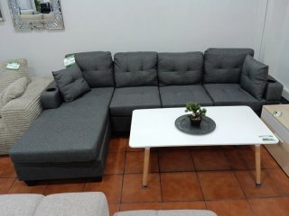 Sofá Chaise Longue Reversible con Portavasos