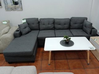 Sofá Chaise Longue Reversible con Portavasos