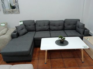 Sofá Chaise Longue Reversible con Portavasos