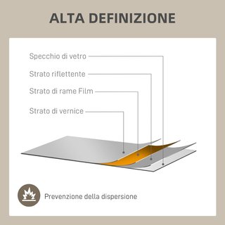 Specchio a Parete Stile Finestra, Specchio per Soggiorno e Camera da Letto con Montaggio Verticale e Orizzontale, 110X50Cm, Oro