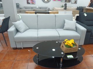 Sofá Cama Gris 210cm con Arcón