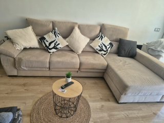 Sofá modular beige y gris