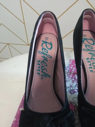 Zapatos Refresh Peep Toe Negros Tacon Talla 37