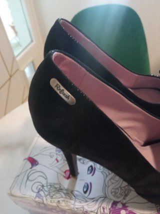 Zapatos Refresh Peep Toe Negros Tacon Talla 37