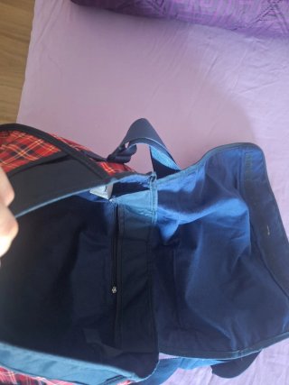 Mochila Pepe Jeans cuadros roja y azul