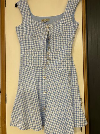 Vestido Camaleonica cuadros azul y blanco Talla M