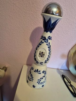 Botella Cerámica Clase Azul Pintada a Mano