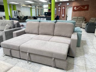 Sofá Cama Chaiselongue Beige con Arcón
