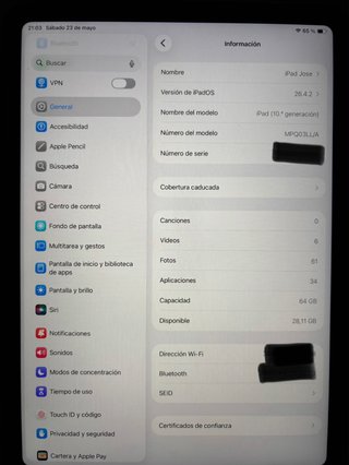 iPad 10 64GB Wifi Plata SIN APENAS USO
