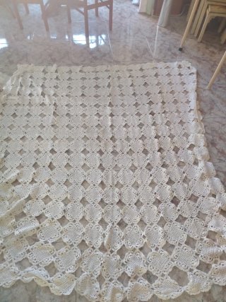 1-Colcha ganchillo hecha a mano vintage 2.20x2.20
