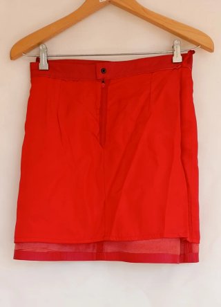 Falda de piel roja mini