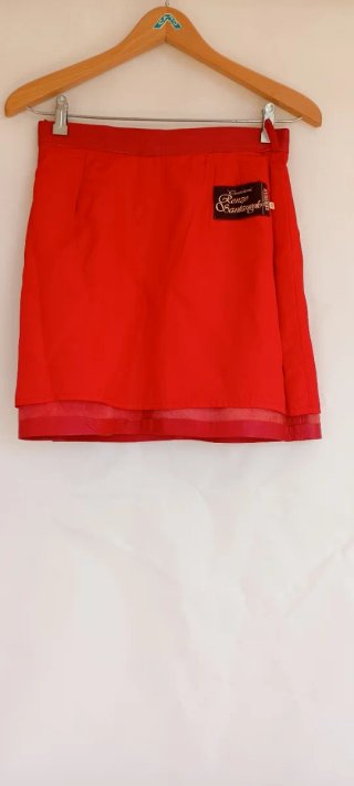Falda de piel roja mini