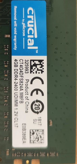4x 4GB DDR4 2400MHz Crucial RAM