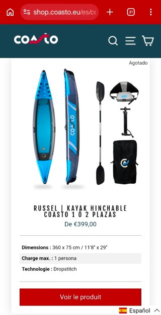 Kayak Hinchable Coasto Russel 1 Persona