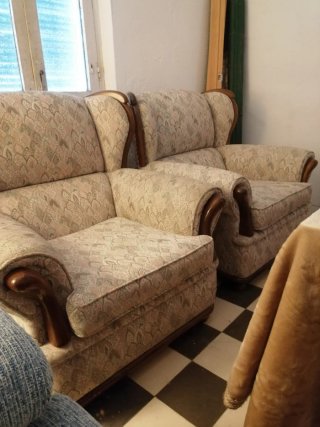 Set di poltrone in tessuto e legno